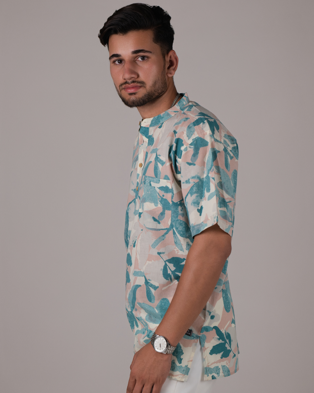 Serene Bloom Floral Printed Bushirt for Men